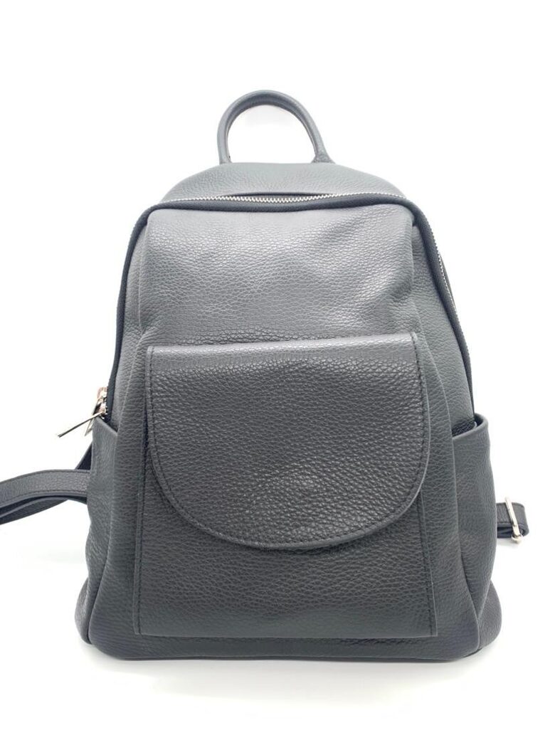 Ādas mugursoma, Melnā krāsā, ražots Itālijā